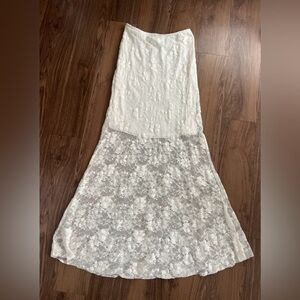 Kish Vintage Y2K Layering Lace Maxi Skirt Feminine Fairy Coquette Ethereal White